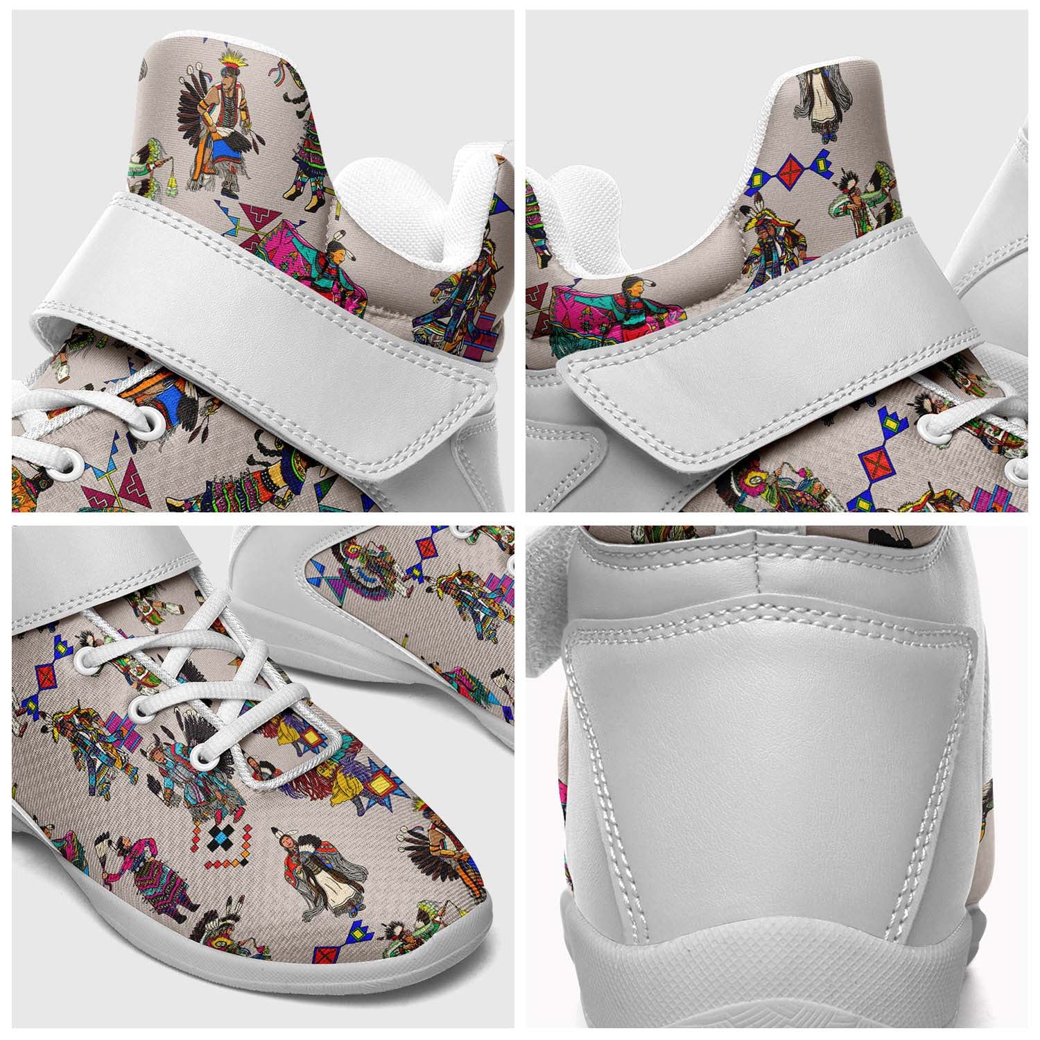 Grand Entry Dancers Muslin Ipottaa Basketball / Sport High Top Shoes - White Sole