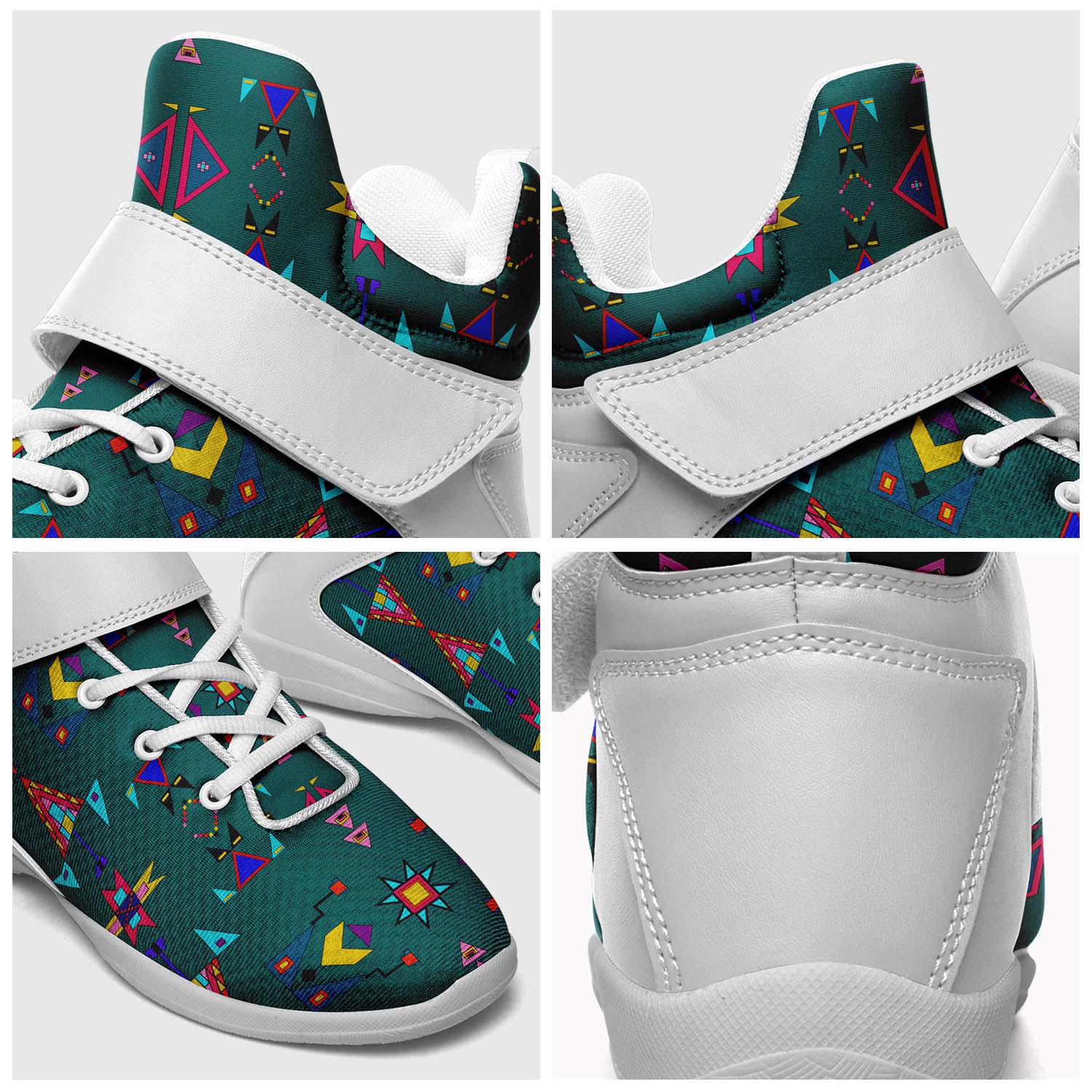 Enemy Territory Teal Ipottaa Basketball / Sport High Top Shoes - White Sole