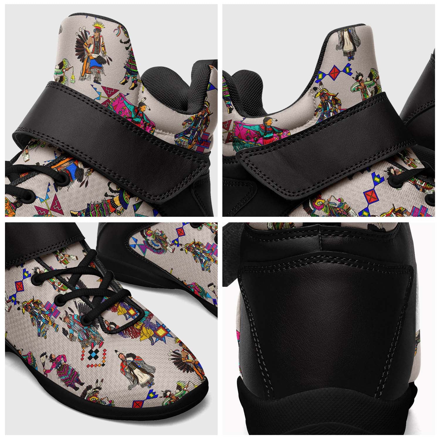 Grand Entry Dancers Muslin Ipottaa Basketball / Sport High Top Shoes - Black Sole