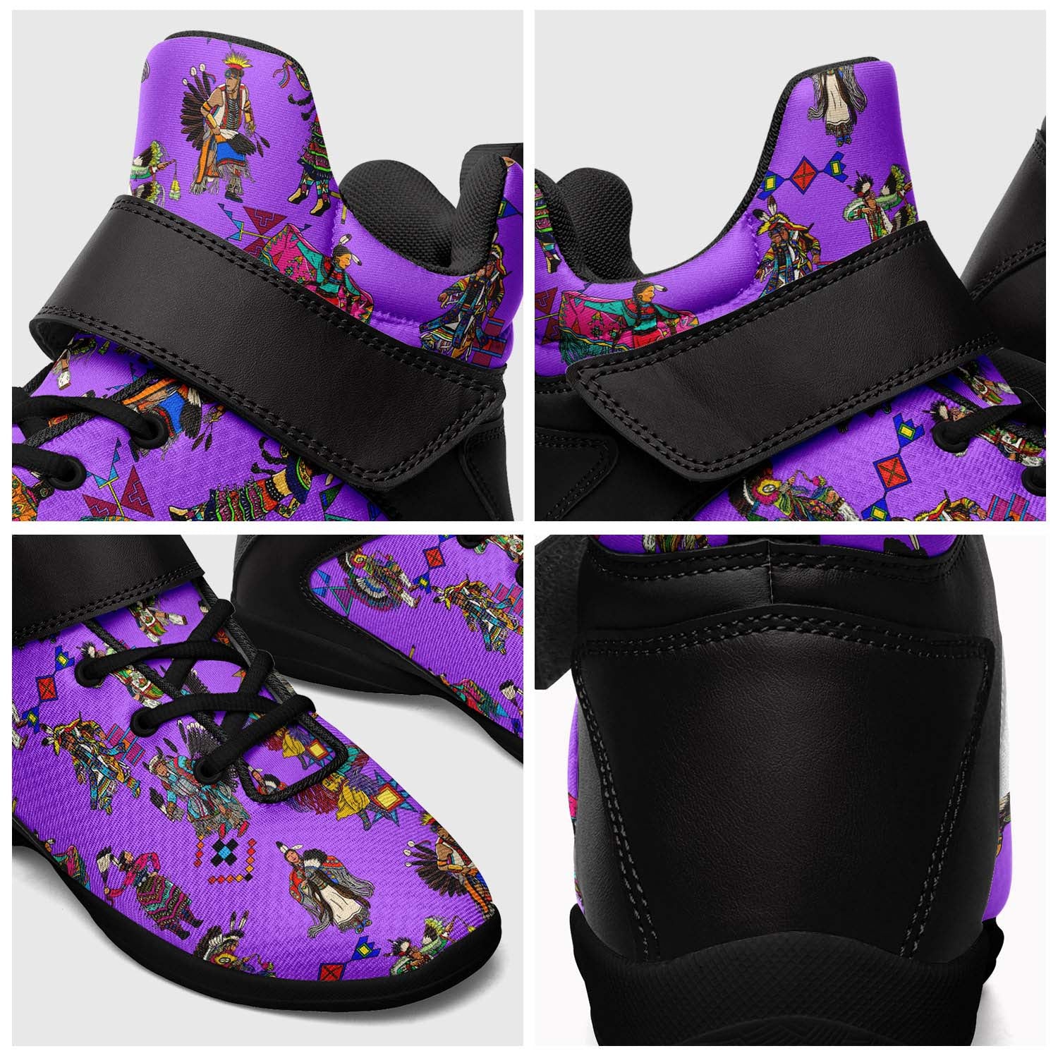 Grand Entry Dancers Purple Ipottaa Basketball / Sport High Top Shoes - Black Sole