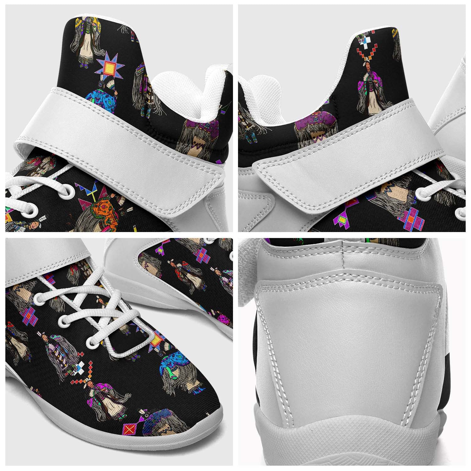 Women's Tradish Dancers Black Ipottaa Basketball / Sport High Top Shoes - White Sole
