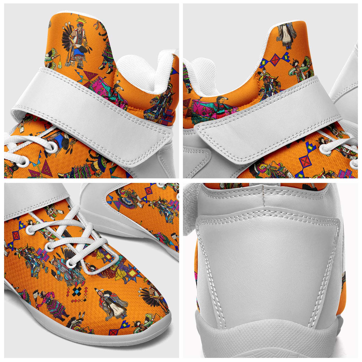 Grand Entry Dancers Orange Ipottaa Basketball / Sport High Top Shoes - White Sole