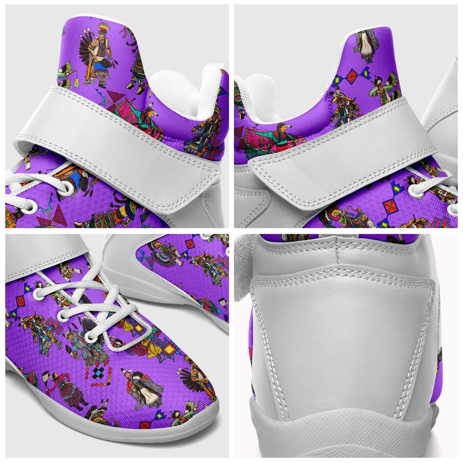 Grand Entry Dancers Purple Ipottaa Basketball / Sport High Top Shoes - White Sole