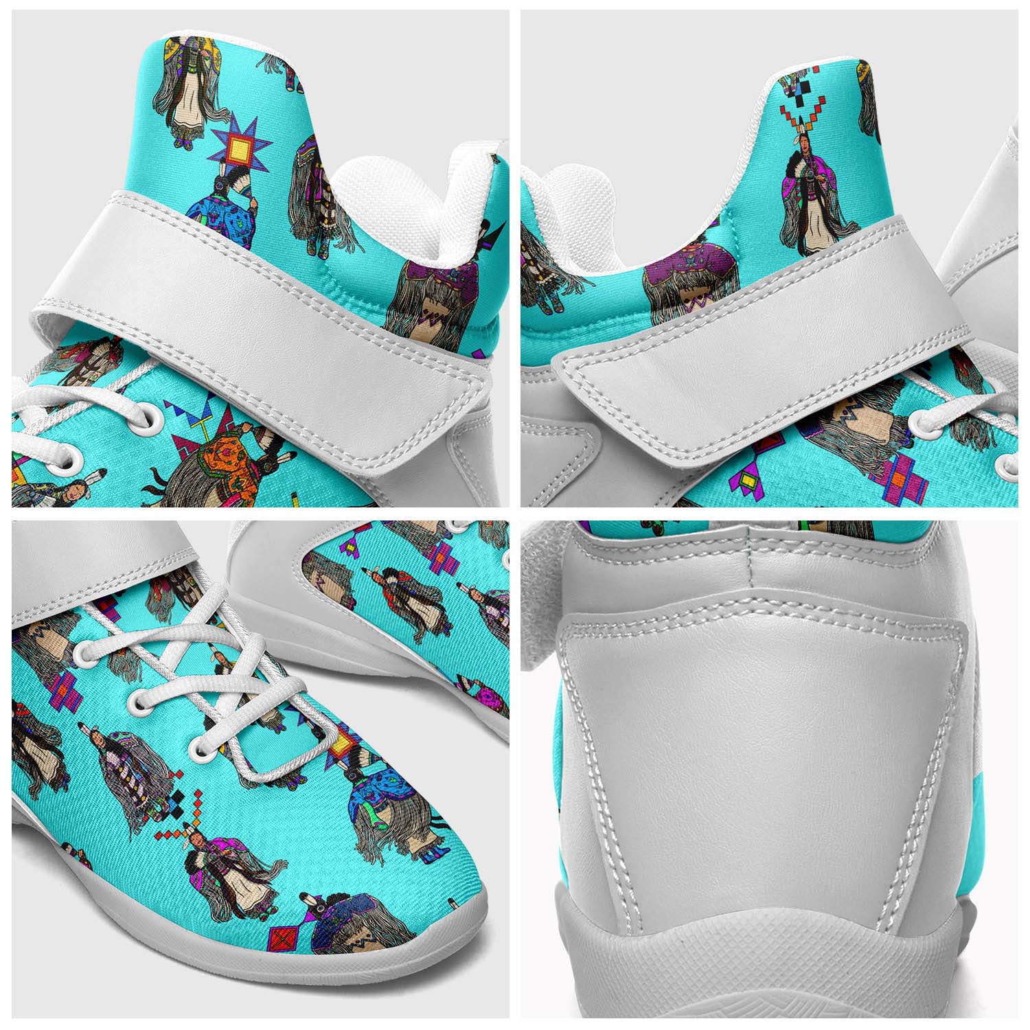 Women's Tradish Dancers Turquoise Ipottaa Basketball / Sport High Top Shoes - White Sole