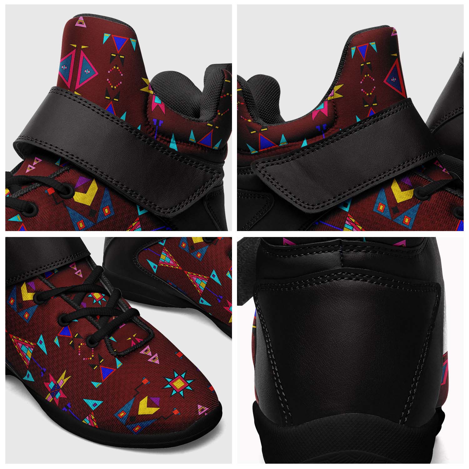 Enemy Territory Maroon Ipottaa Basketball / Sport High Top Shoes - Black Sole