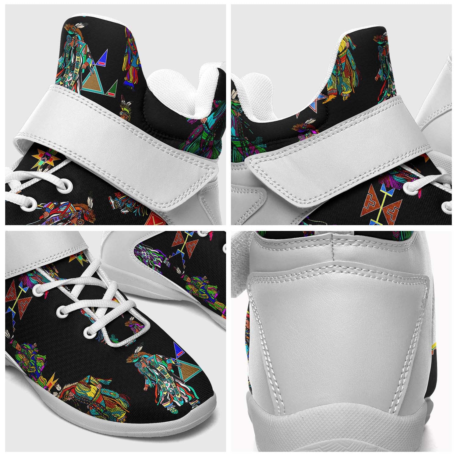 Men's Grass Dancers Black Ipottaa Basketball / Sport High Top Shoes - White Sole