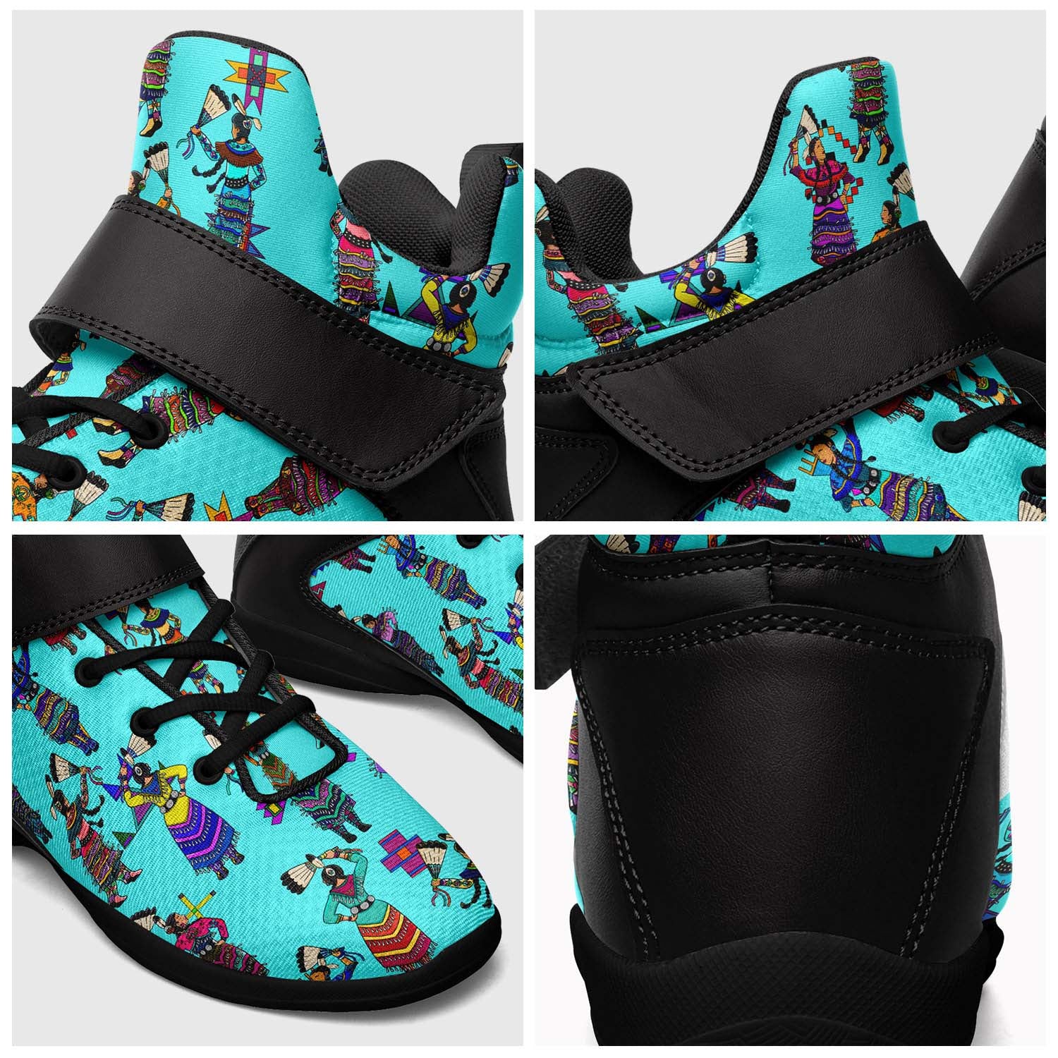 Women's Jingle Dancers Turquoise Ipottaa Basketball / Sport High Top Shoes - Black Sole