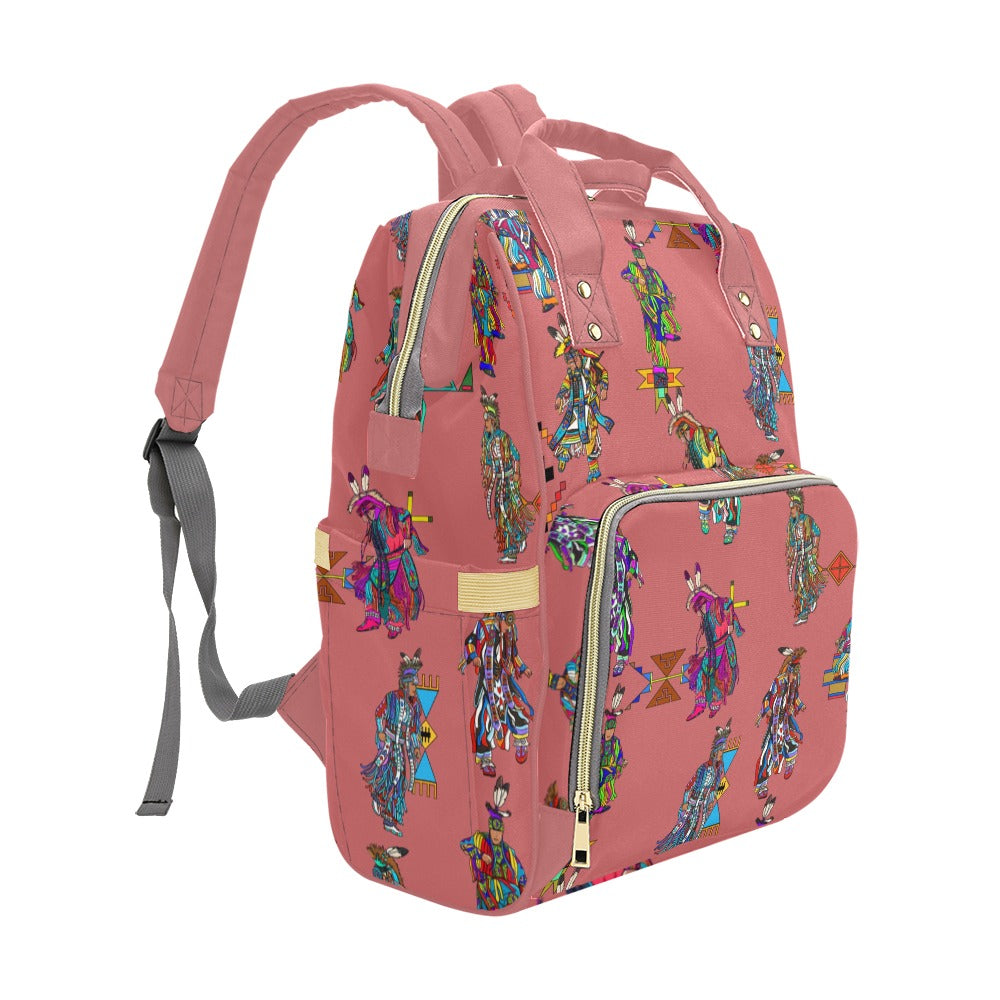 Men's Grass Dancers Terra Cotta Multi-Function Diaper Backpack/Diaper Bag