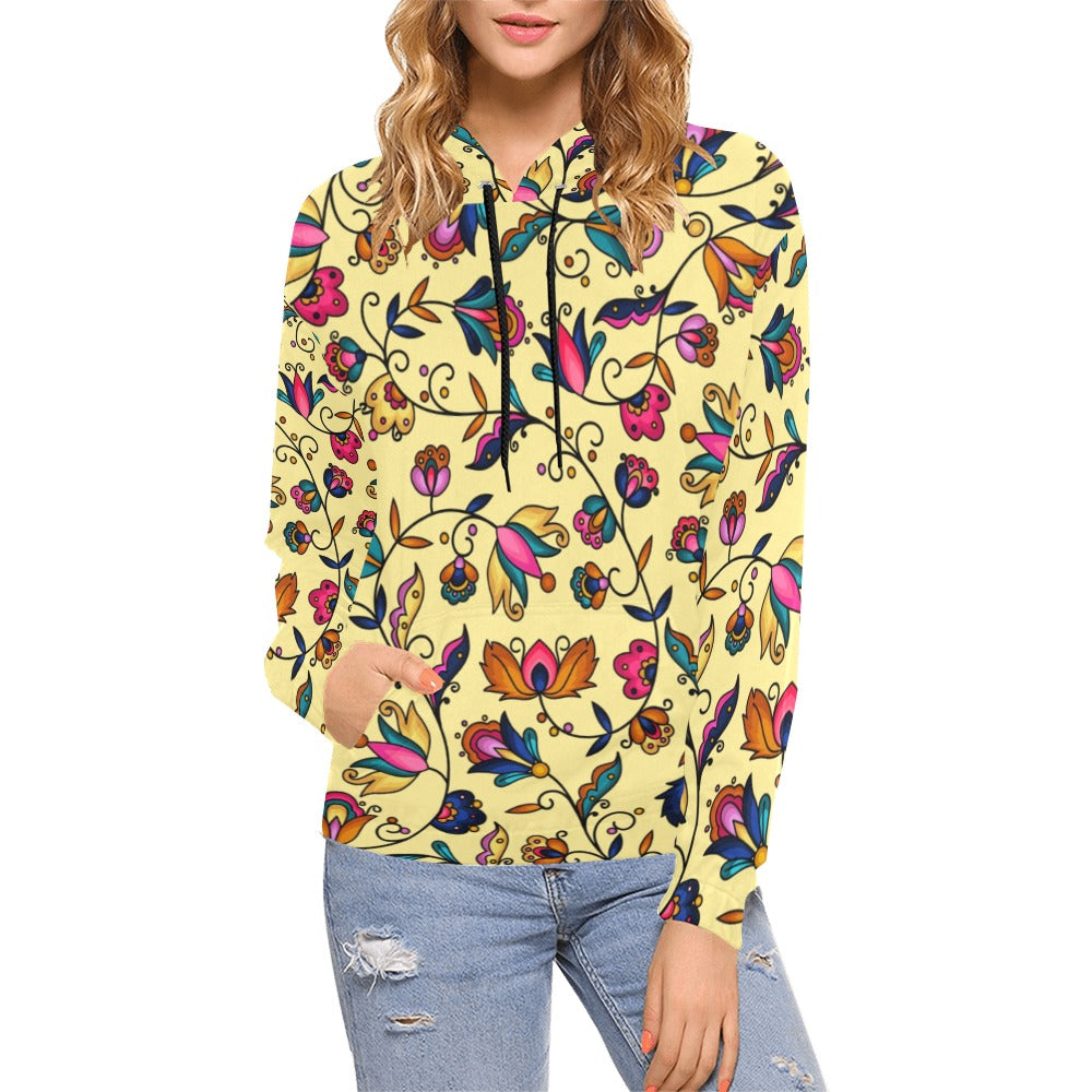 Copper Prairie Petals Yellow Hoodie for Women (USA Size)