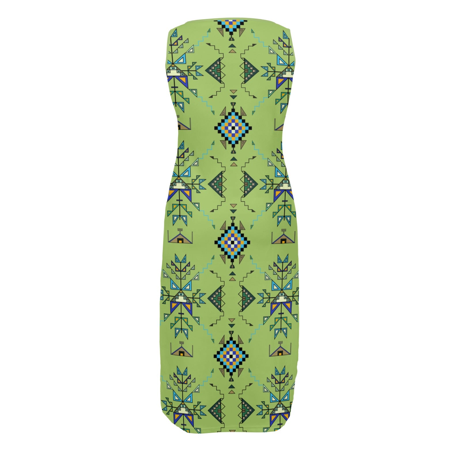 Bear Shield Green Phaedra Sleeveless Open Fork Long Dress