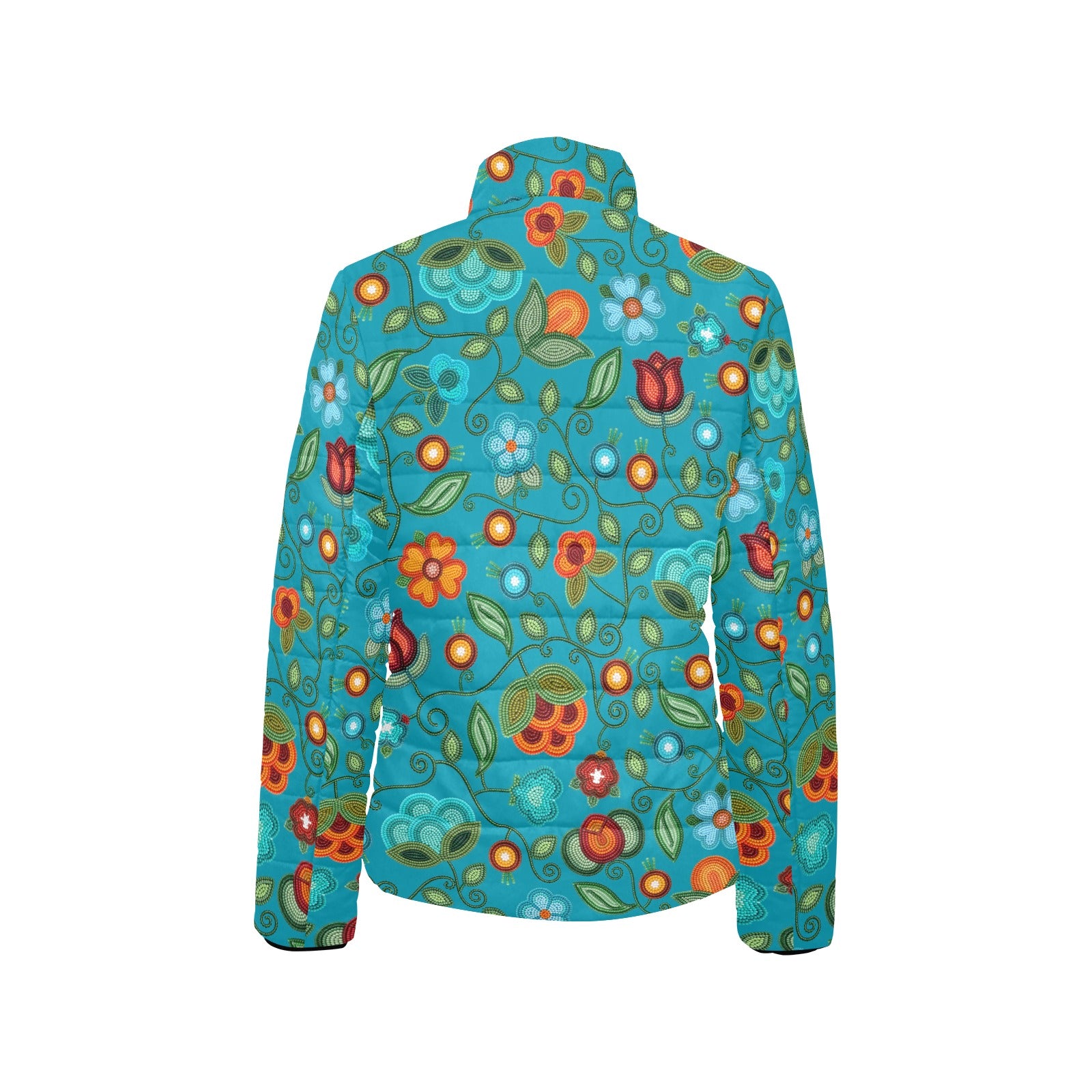 Prairie Fire Petals Ocean Women's Stand Collar Padded Jacket
