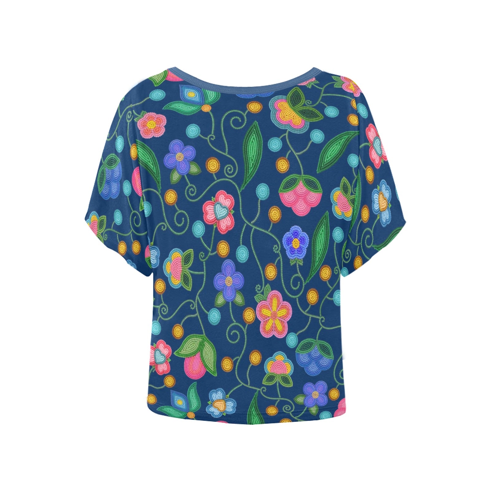 Skyberry Serenade Navy Women's Batwing-Sleeved Blouse T-shirt