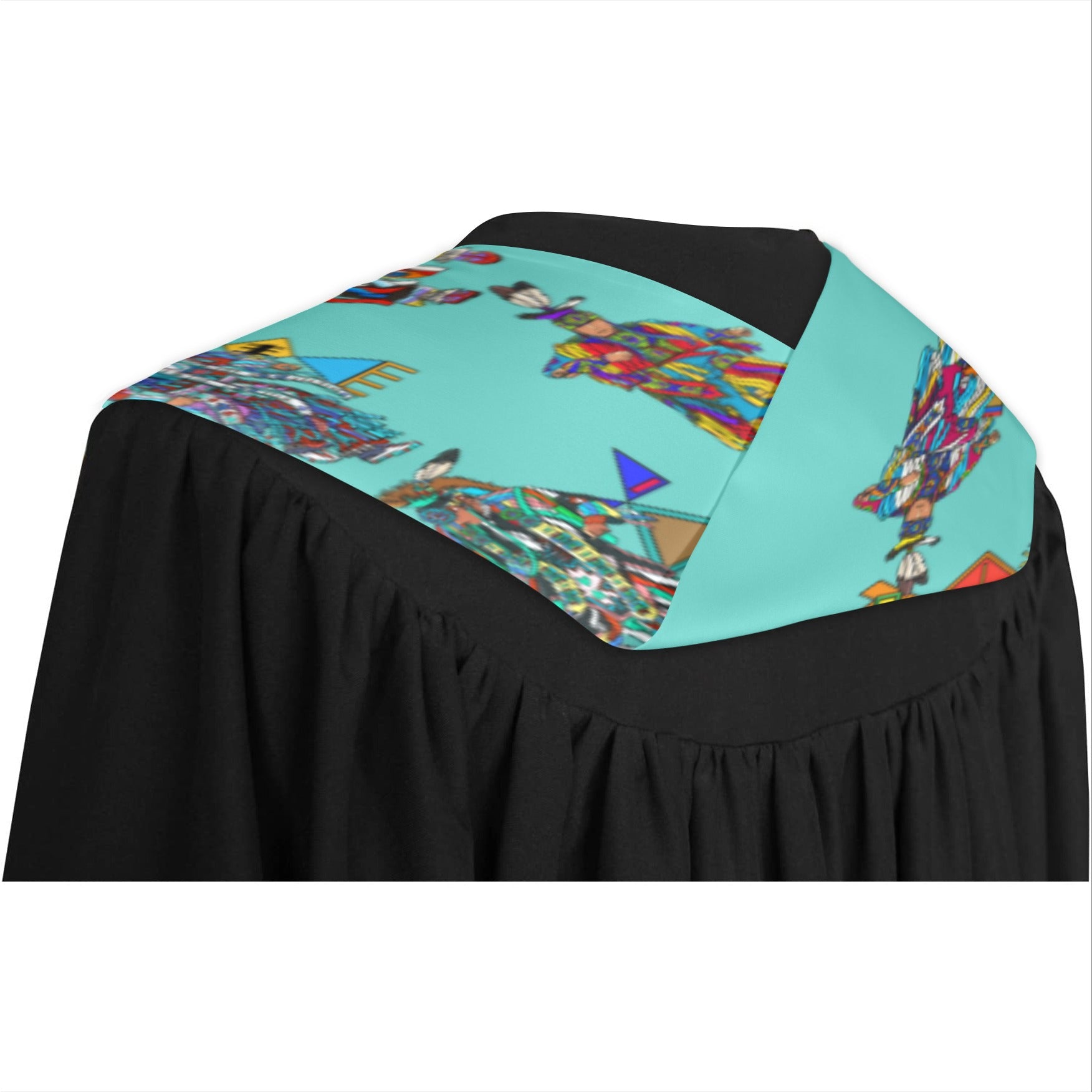 Men's Grass Dancers Eggshell Blue Graduation Stole