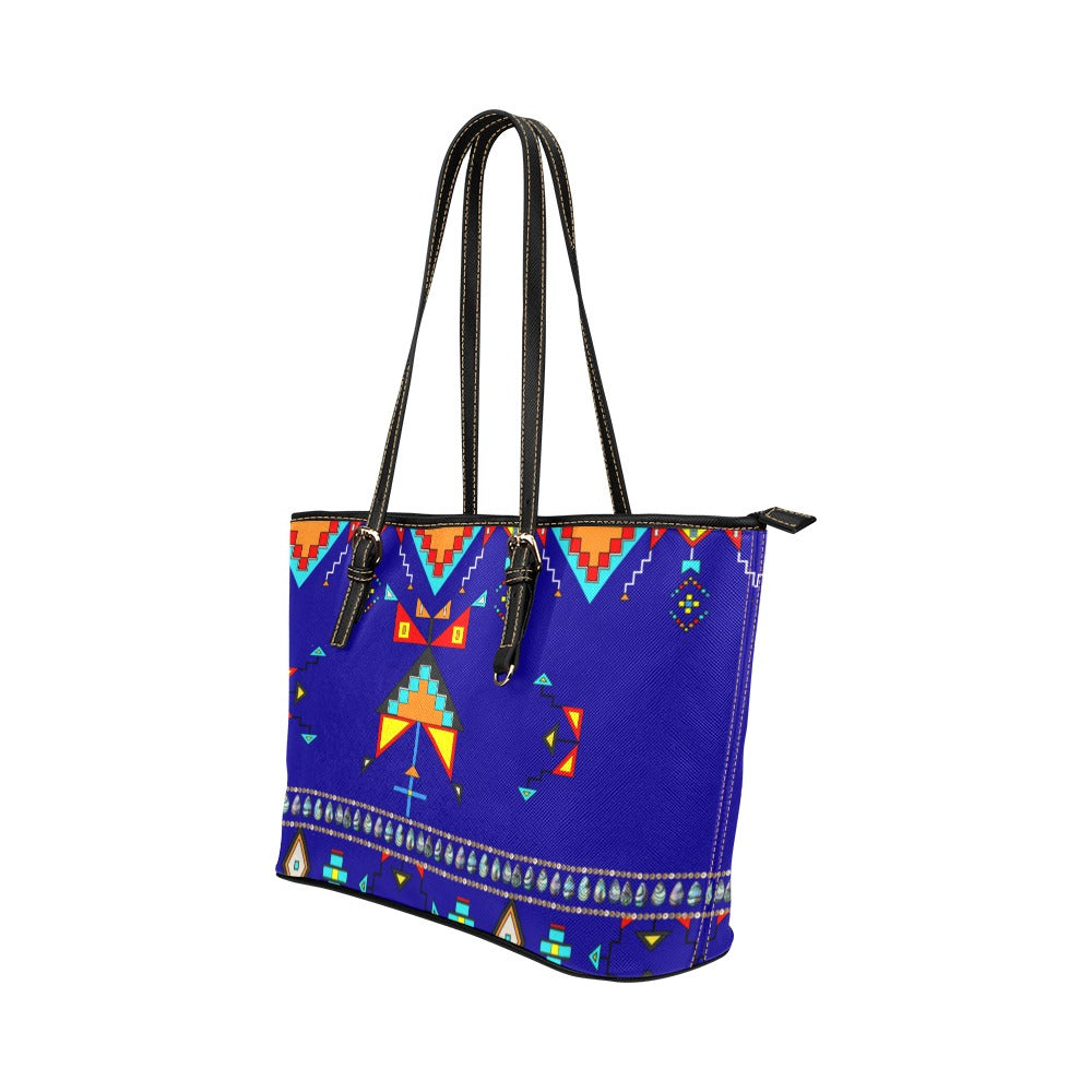 Sentinel of the Plains Navy Leather Tote Bag/Large