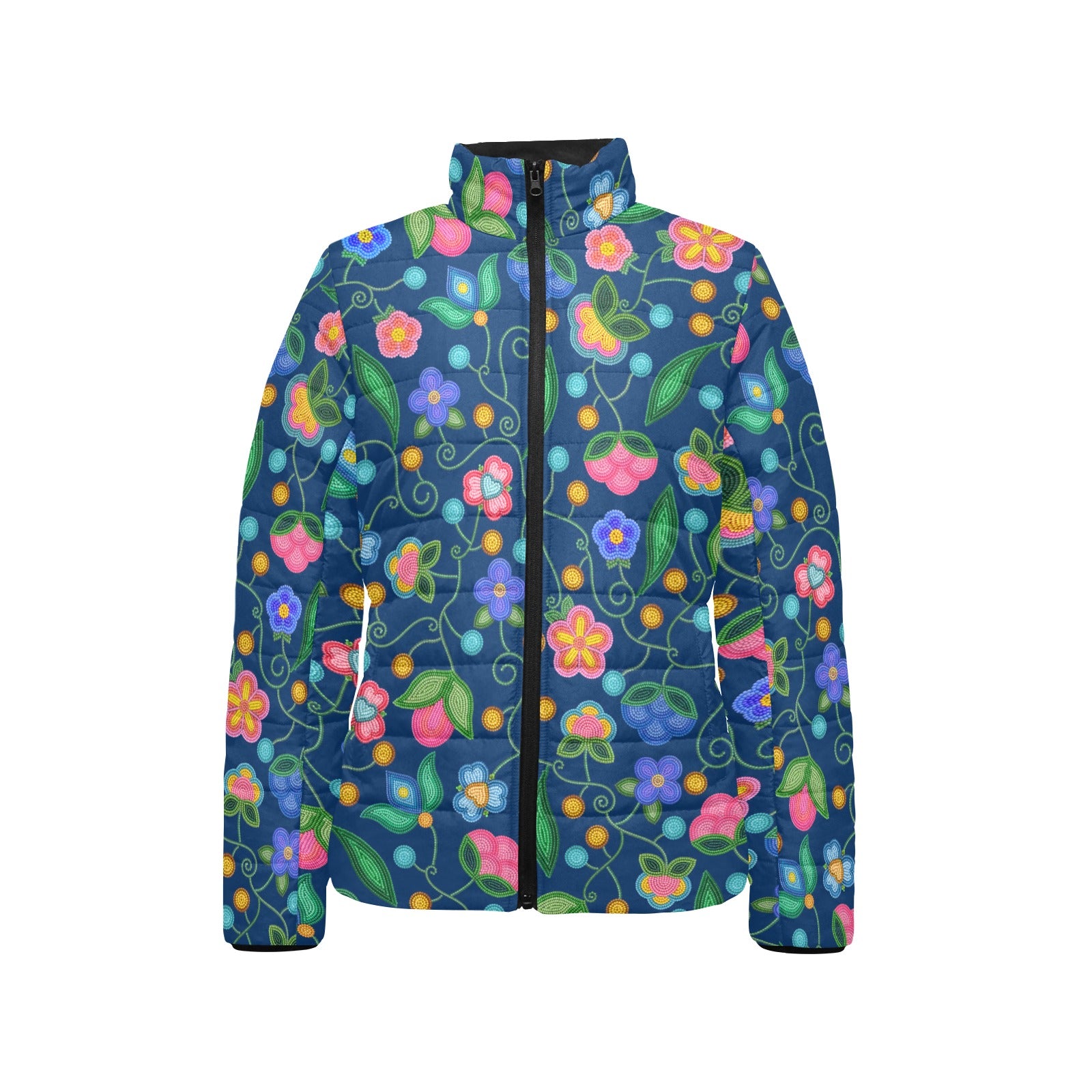 Skyberry Serenade Navy Women's Stand Collar Padded Jacket