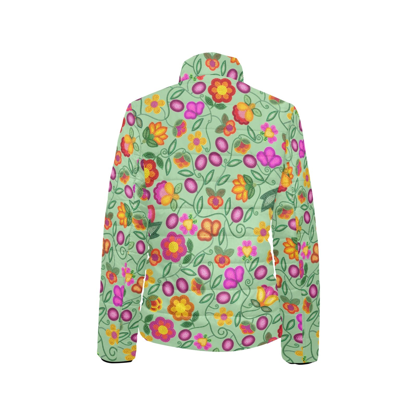 Boreal Bounty Green Women's Stand Collar Padded Jacket