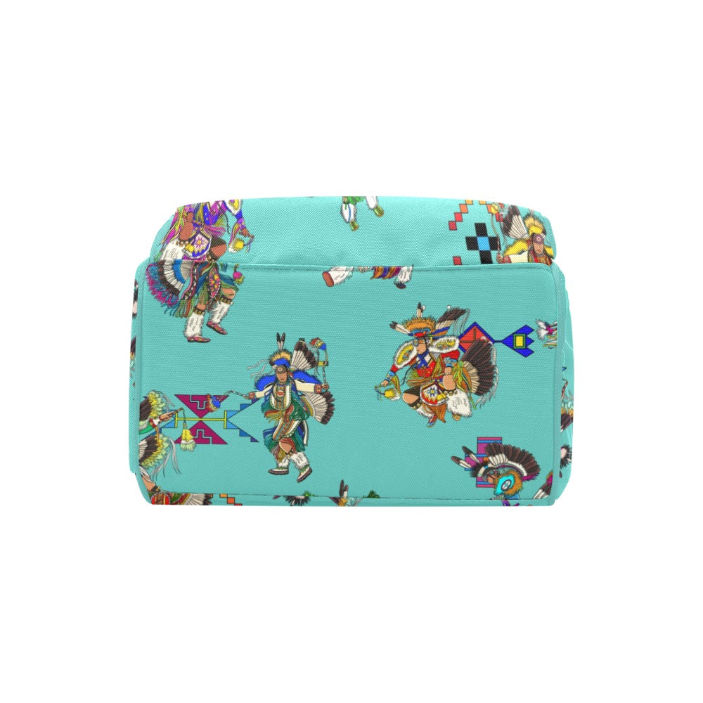 Men's Fancy Dancers Eggshell Blue Multi-Function Diaper Backpack/Diaper Bag