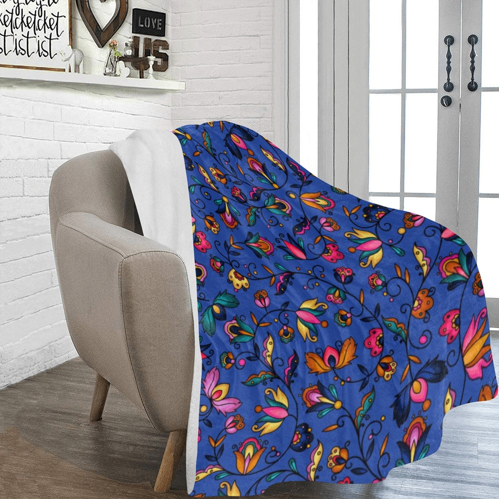 Copper Prairie Petals Blue Ultra-Soft Micro Fleece Blanket 60"x80"