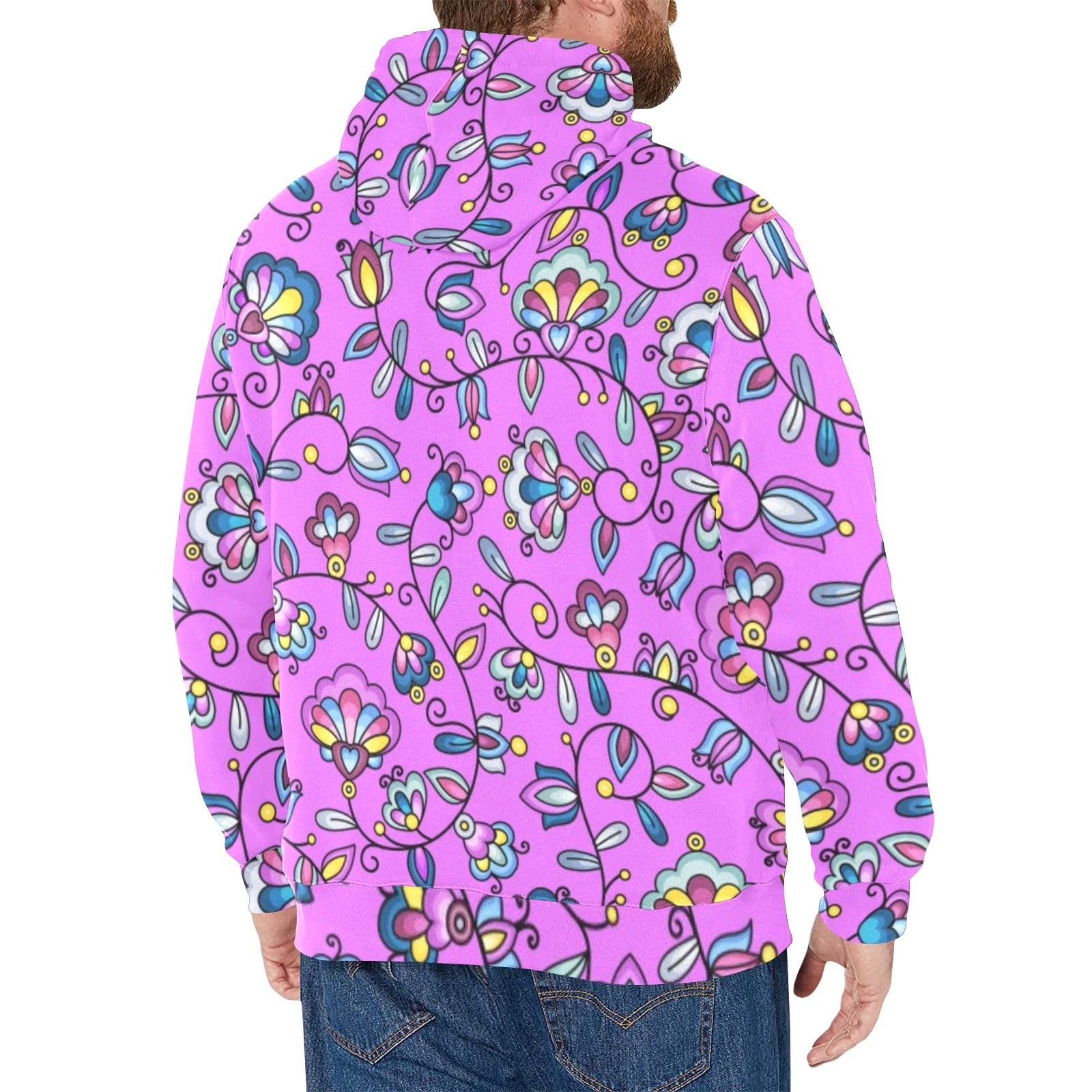 Autumn Bundle Blessing Purple Men's Long Sleeve Fleece Hoodie