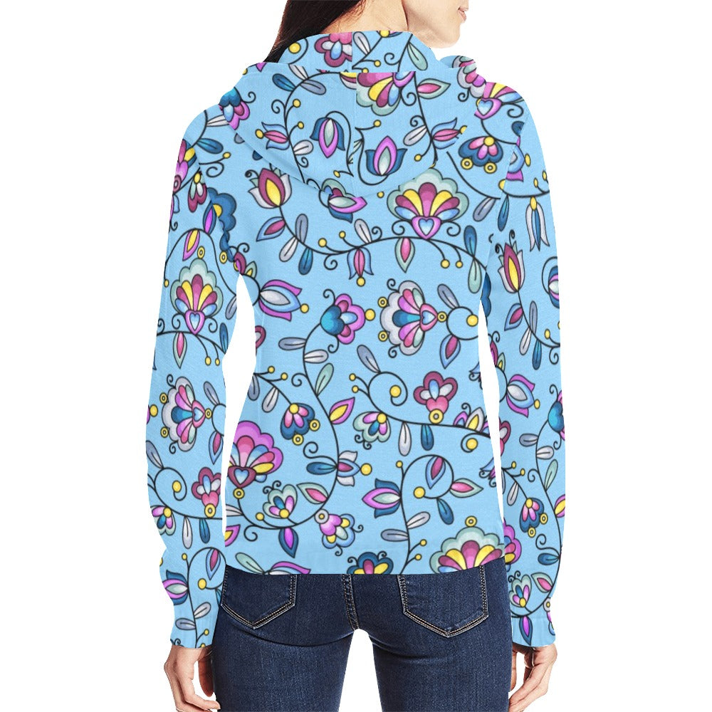 Autumn Bundle Blessing Blue Full Zip Hoodie for Women