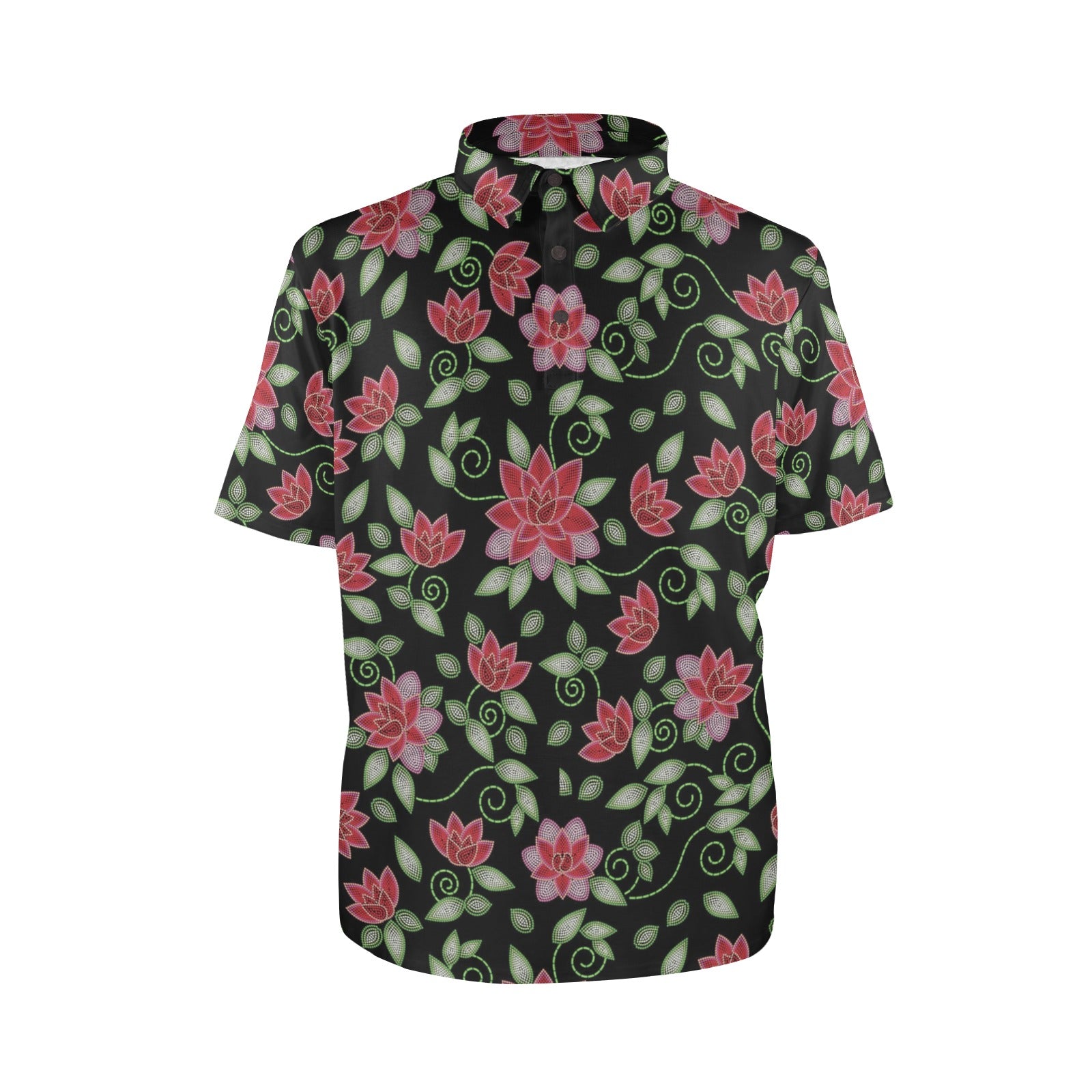 Red Beaded Rose Polo Shirt