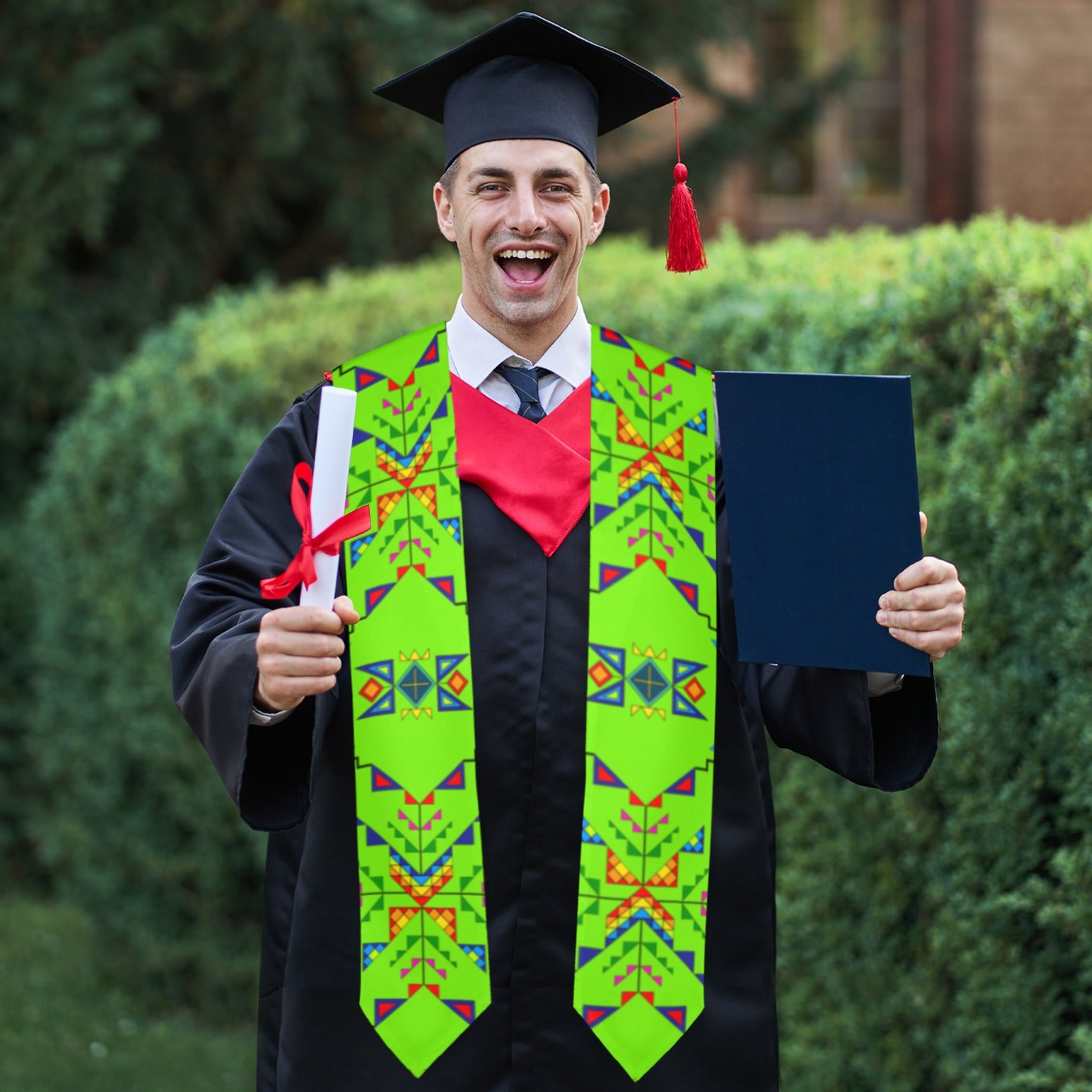 Buffalo Jump Neon Green Graduation Stole