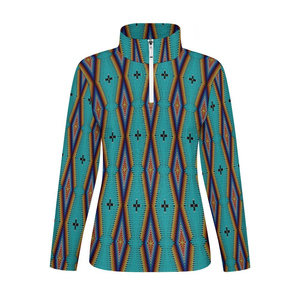 Diamond in the Bluff Turquoise Long Sleeve Yoga Shirt