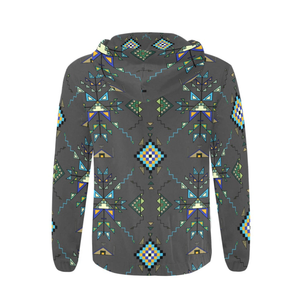 Bear Shield Dark Gray Men's Zipper Hoodie