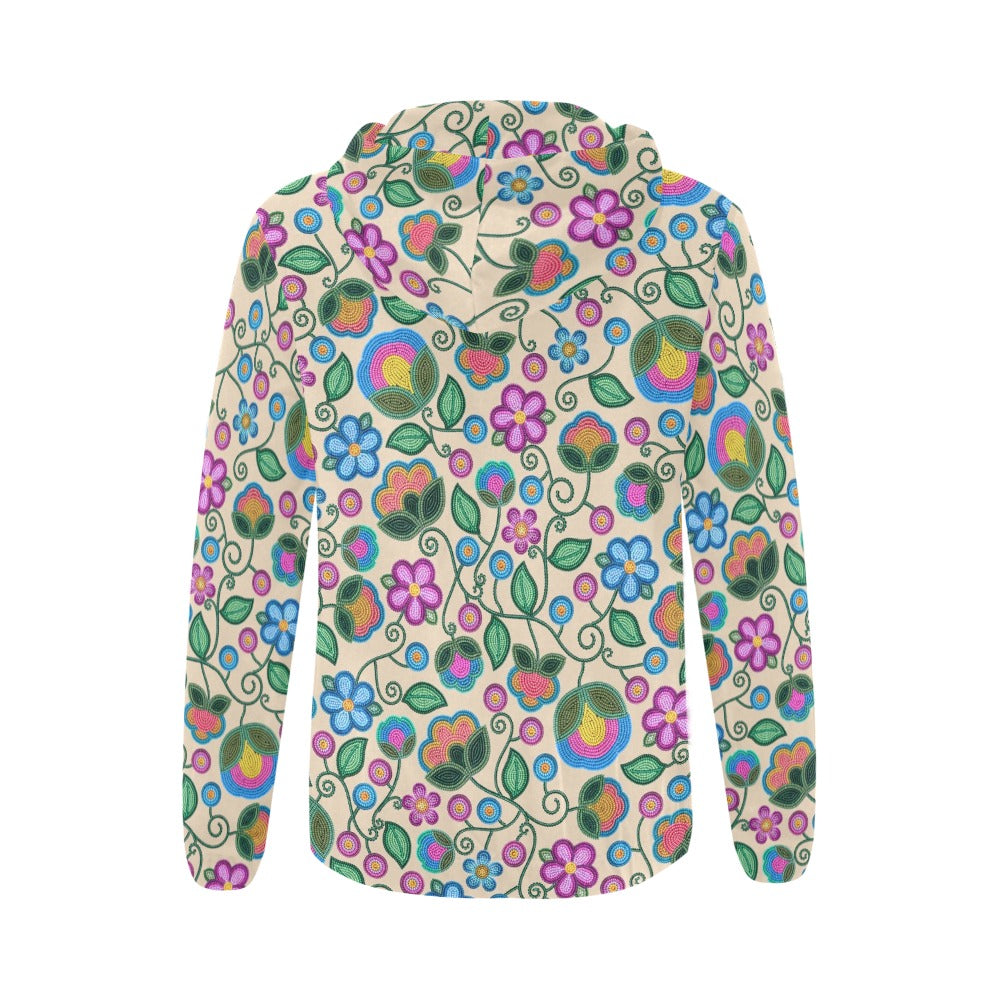 Turquoise Sunbeam Cream Full Zip Hoodie for Women