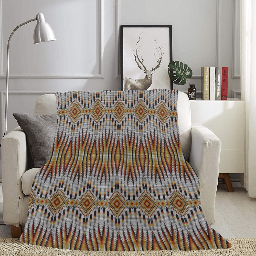 Fire Feather White Ultra-Soft Micro Fleece Blanket 60"x80"
