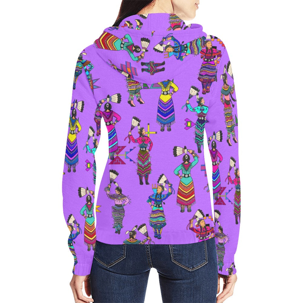 Women's Jingle Dancers Purple Full Zip Hoodie for Women