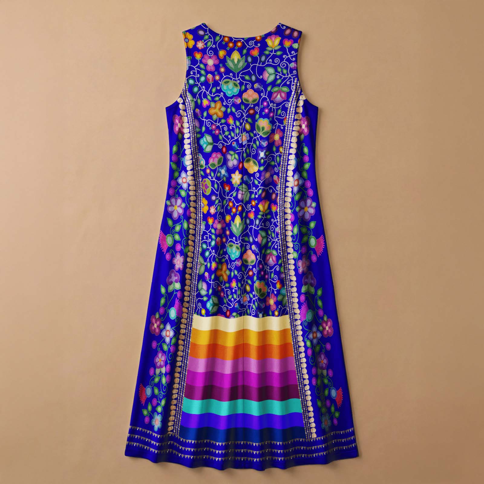 Beaded Offering Blue 2 Women's Sleeveless Long Dress