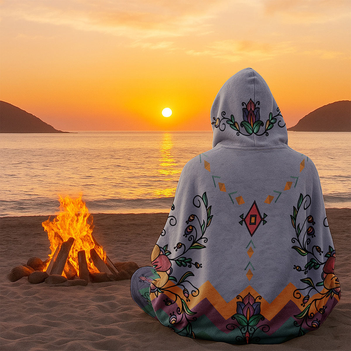 Rust & Ember Flower Song Women's Hooded Blanket