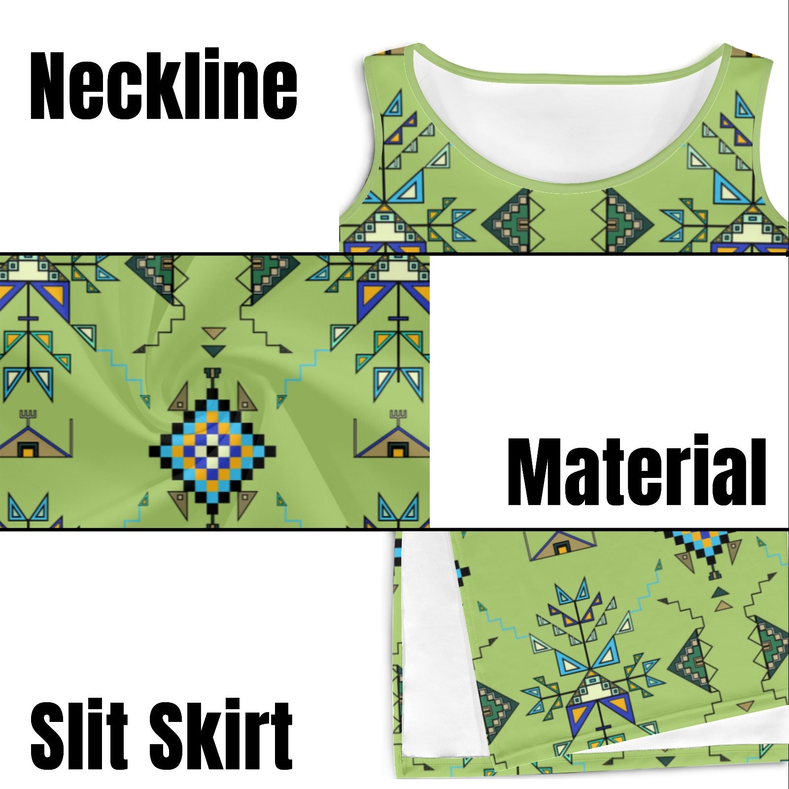 Bear Shield Green Phaedra Sleeveless Open Fork Long Dress