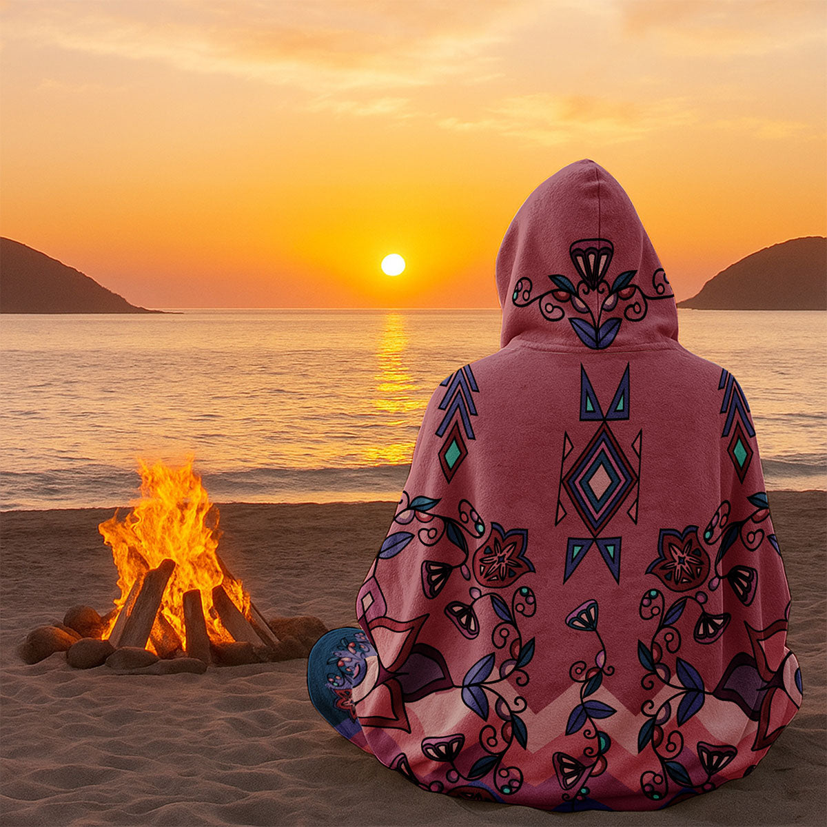 Frost Flower Circle Women's Hooded Blanket