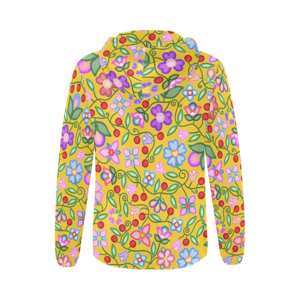 Petal Harmony Ochre Full Zip Hoodie for Women