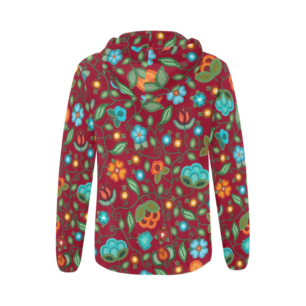 Prairie Fire Petals Red Full Zip Hoodie for Women