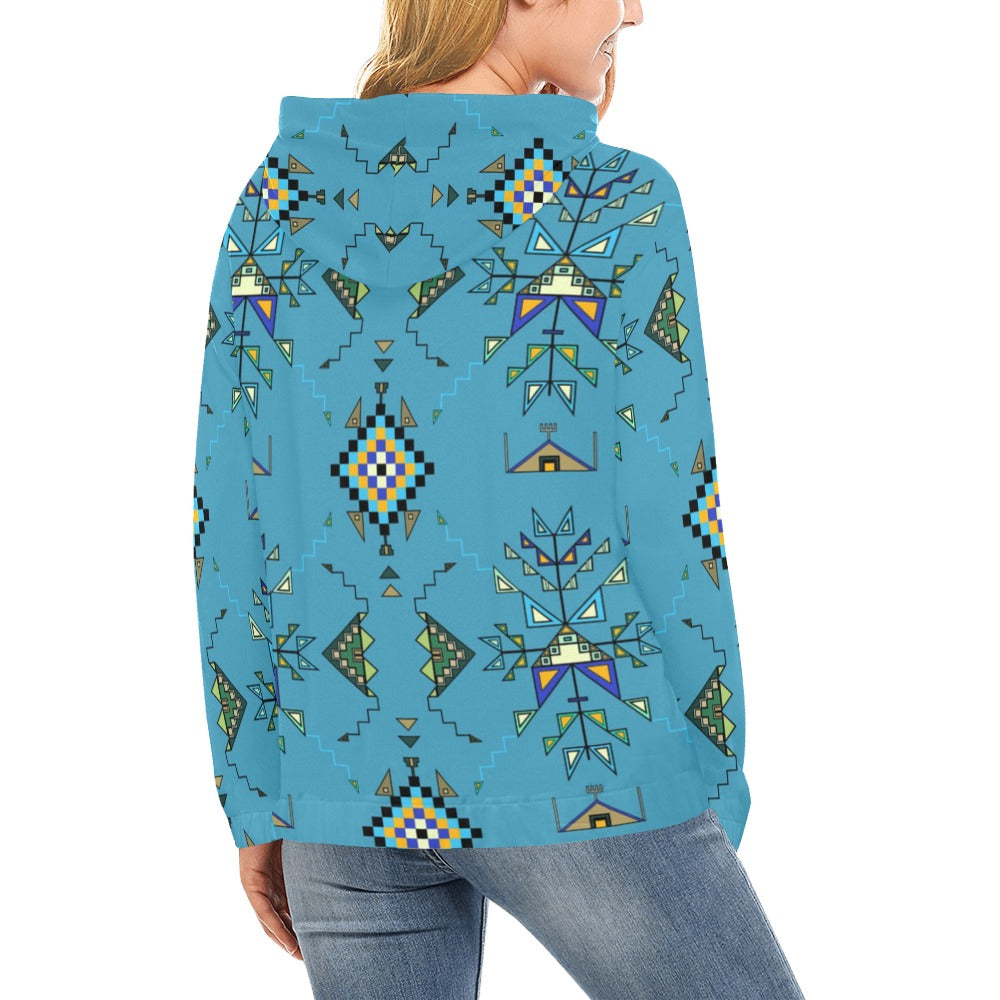 Bear Shield Blue Hoodie for Women (USA Size)