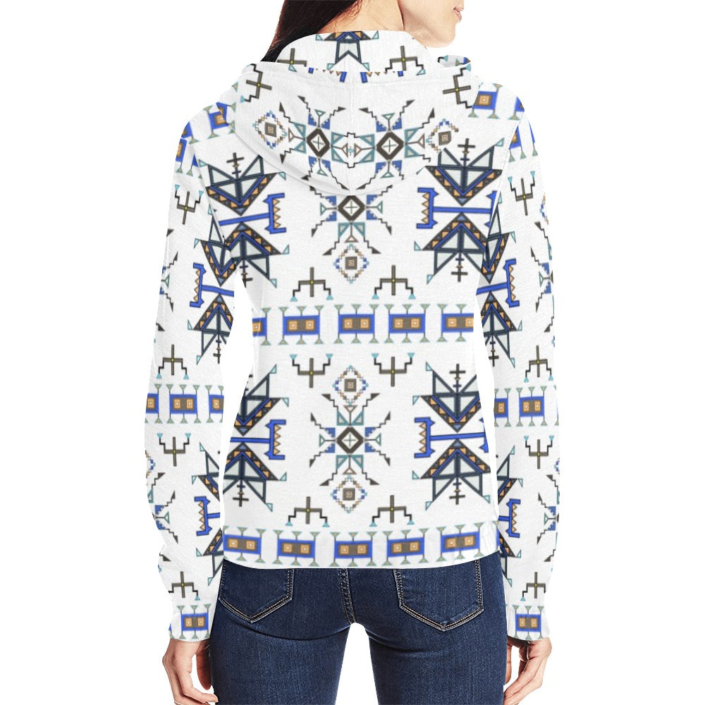 Eagle Strike White Full Zip Hoodie for Women