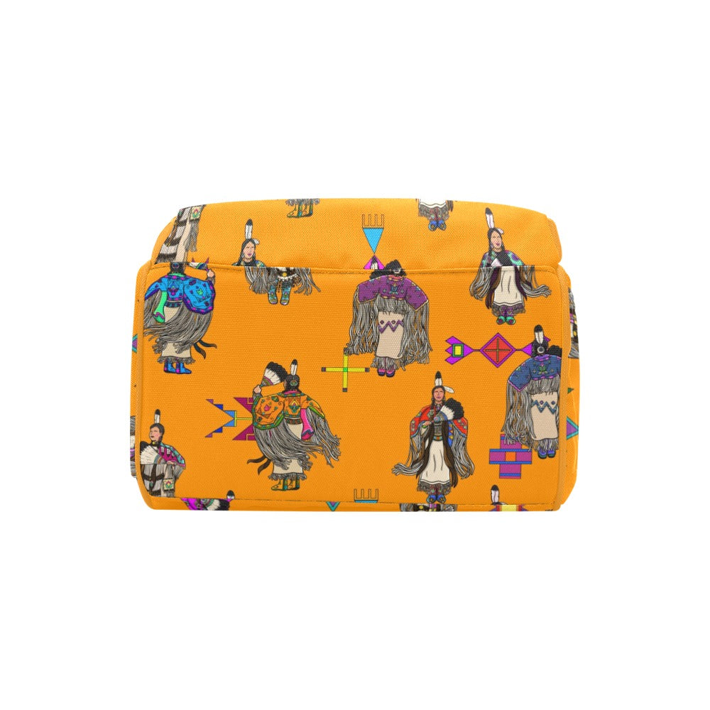 Women's Tradish Dancers Orange Multi-Function Diaper Backpack/Diaper Bag
