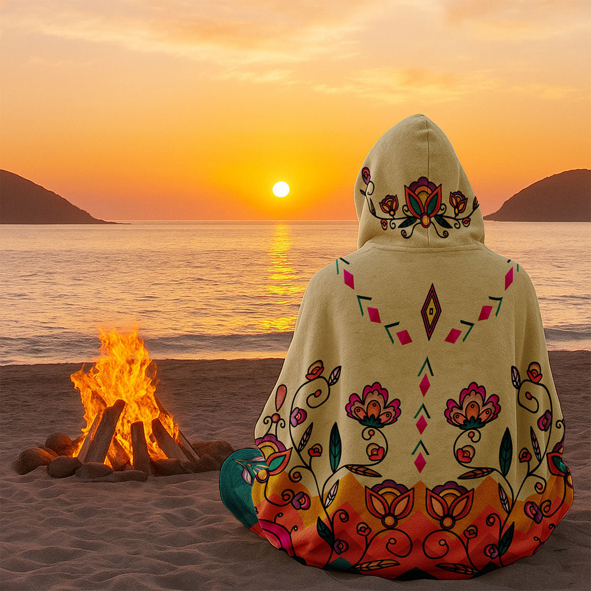 Maple Shine Ribbon Rose Women's Hooded Blanket