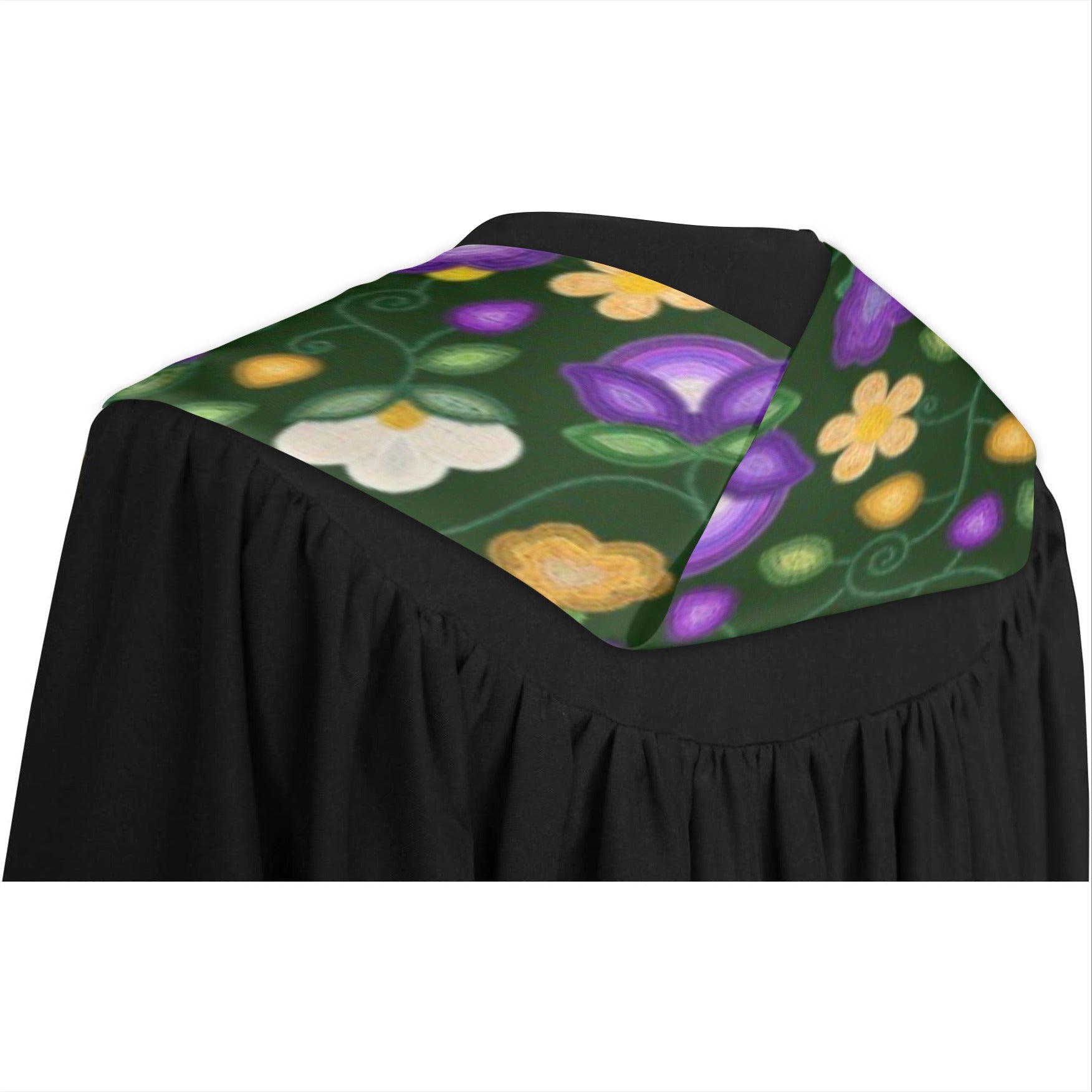 Midnight Moss Bloom Forest Graduation Stole