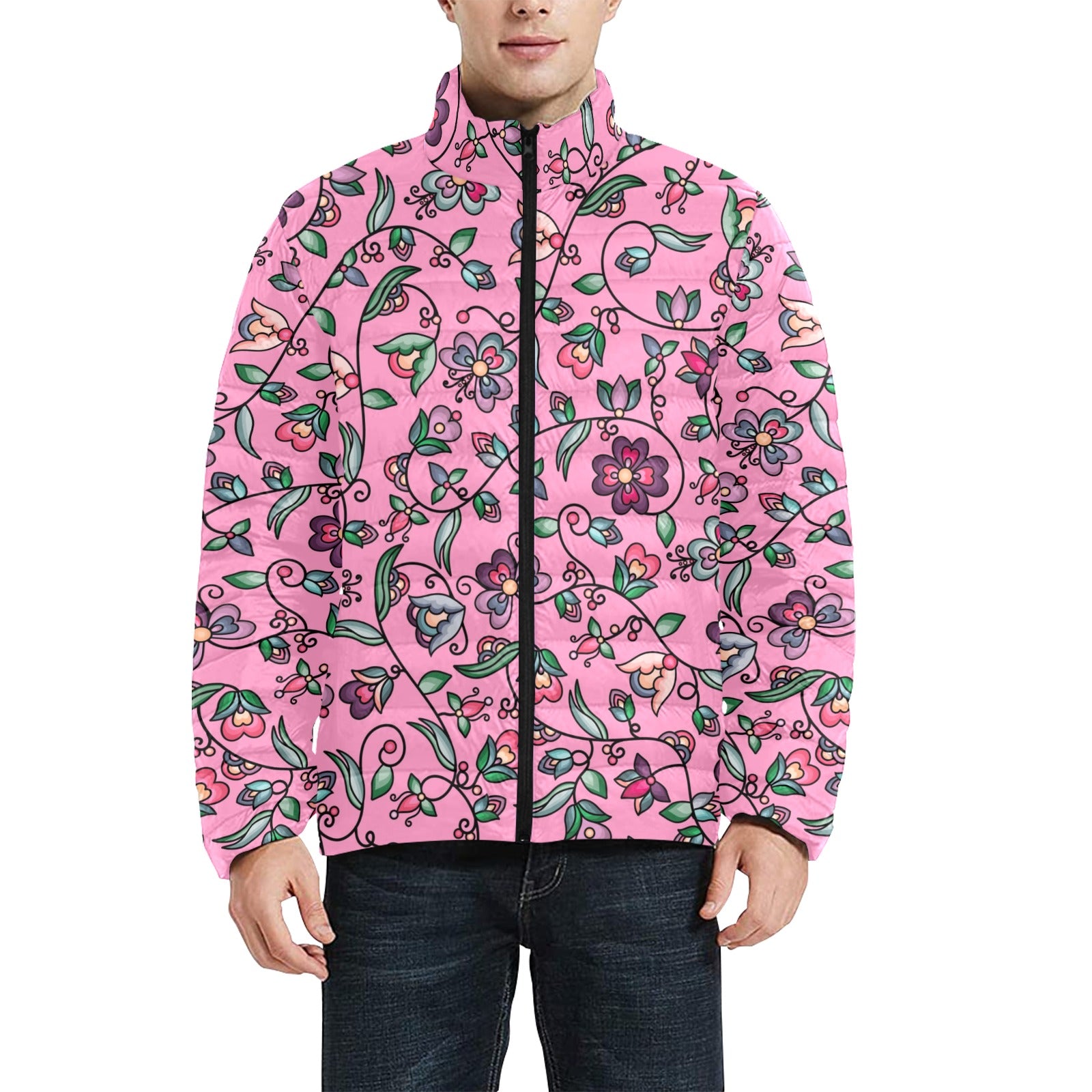 Amber Evening Garland Pink Men's Padded Jacket