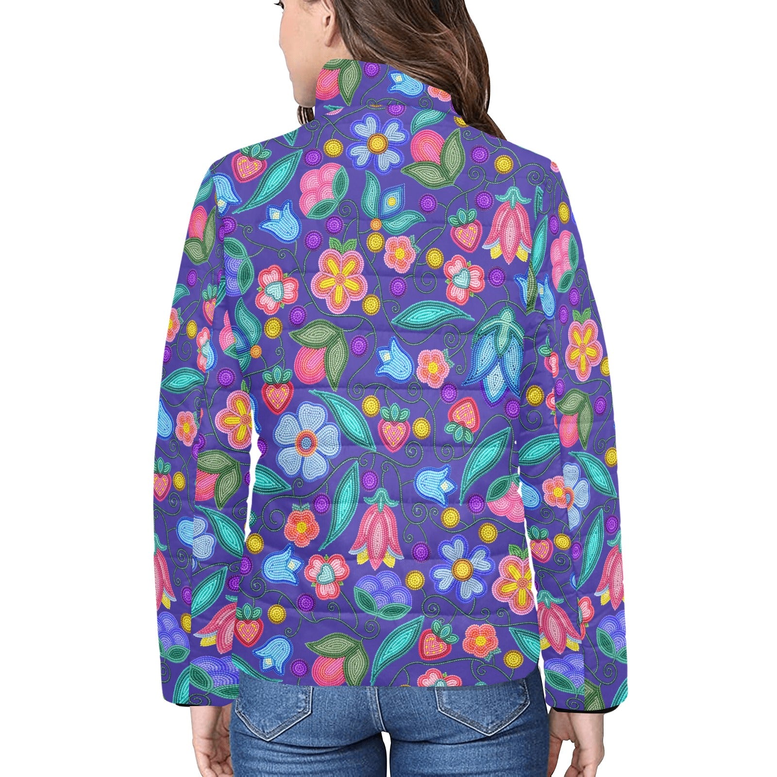 Sweet Offering Indigo Women's Stand Collar Padded Jacket