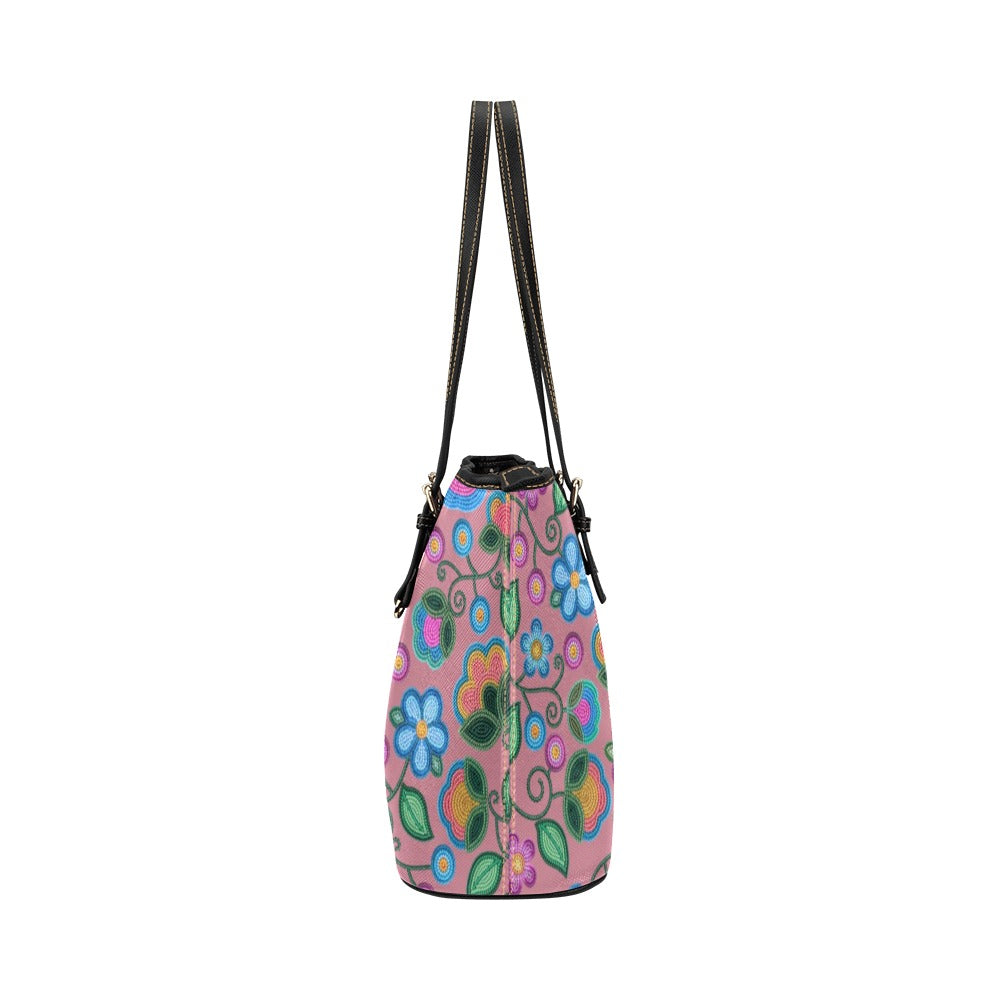 Turquoise Sunbeam Peach Leather Tote Bag/Large