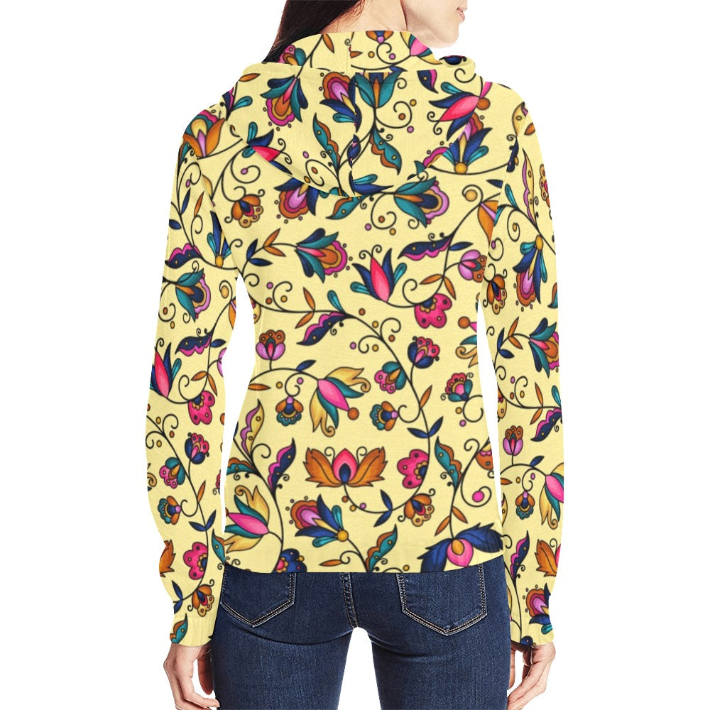 Copper Prairie Petals Yellow Full Zip Hoodie for Women