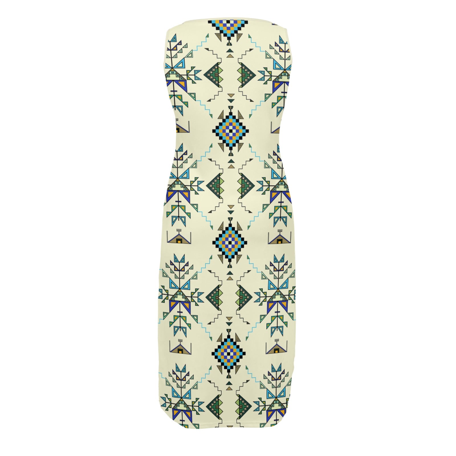 Bear Shield Cream Phaedra Sleeveless Open Fork Long Dress