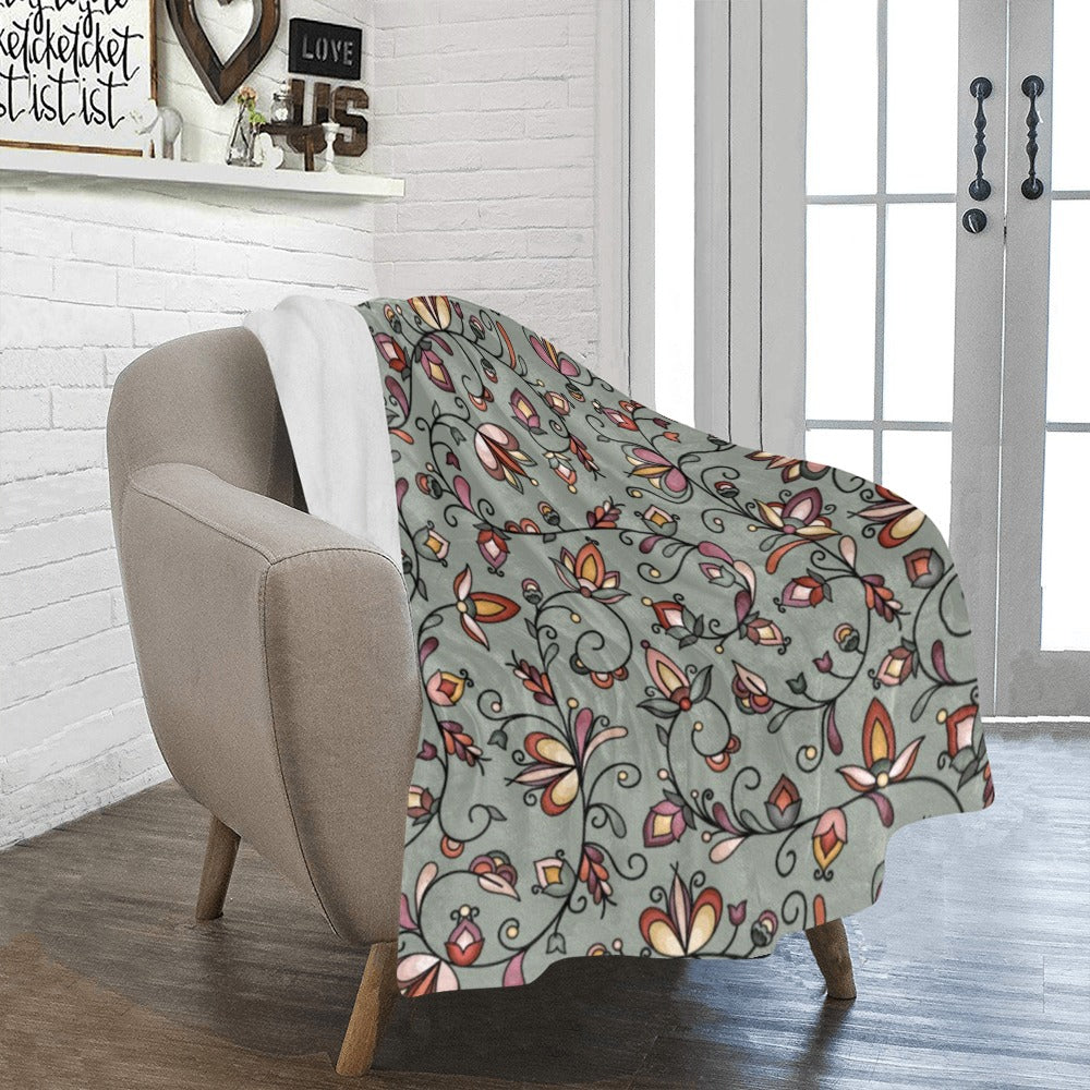 Burnt Sky Petals Green Ultra-Soft Micro Fleece Blanket 40"x50"
