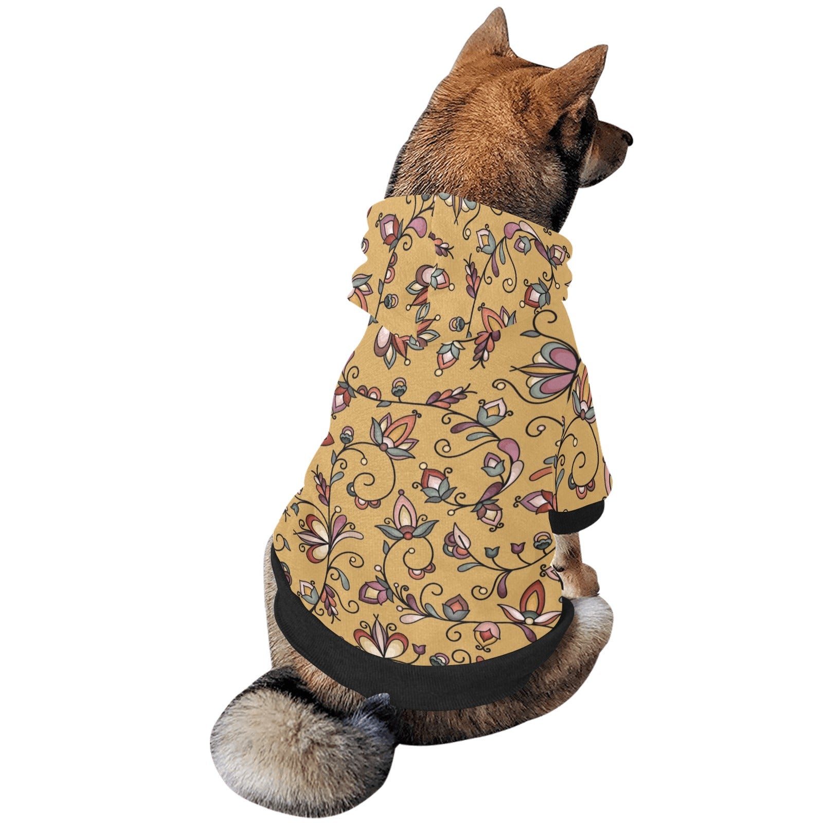 Burnt Sky Petals Gold Pet Dog Hoodie
