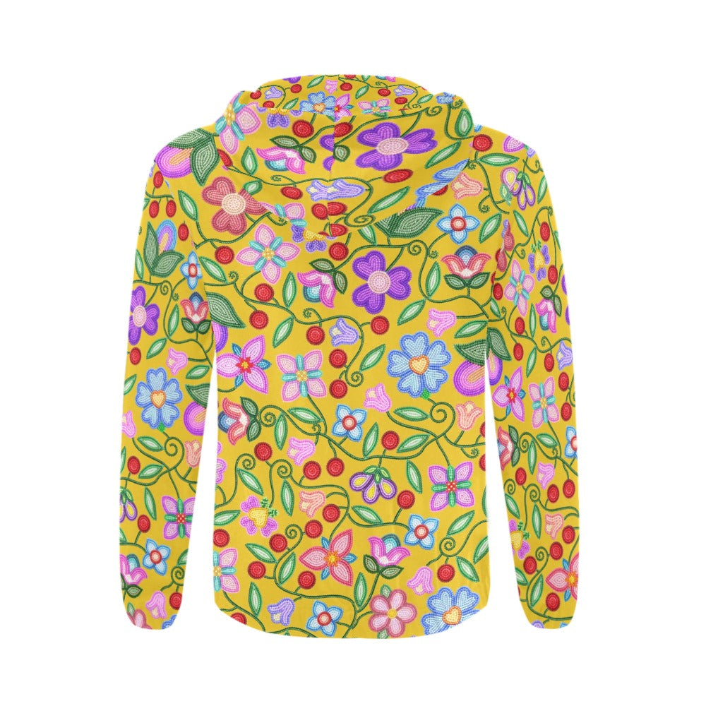 Petal Harmony Ochre Men's Zipper Hoodie